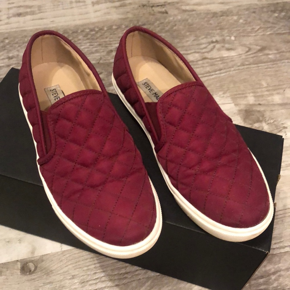 Burgundy Steve Madden slip on sneaker